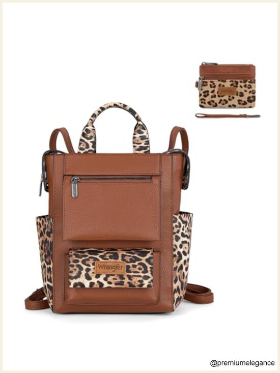 Leopard Print Backpack and Wristlet Wallet Set main image 4